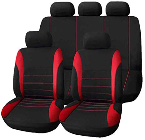 HotYou Fundas Asientos Coche Universales para Delanteros y Traseros | Funda para Asiento Coches | Accesorios Interior Universal,Desmontable y Lavable,Rojo