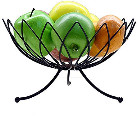 JTKDL Bol de Stockage Basket Fruit Basket Creative Moderne Fruit Countertop Fil d'acier Inoxydable Panier Bol for la Cuisine de légumes Pain de Stockage (Color : Black)