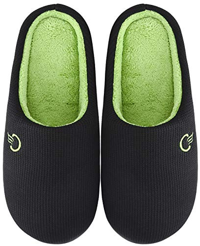 Mishansha Zapatillas de Estar por Casa Hombre Mujer Invierno Zapatillas Casa Cómodas con Memory Foam para Otoño, Blanditas/Mulliditas y Calientes(Negro, 42/43 EU)