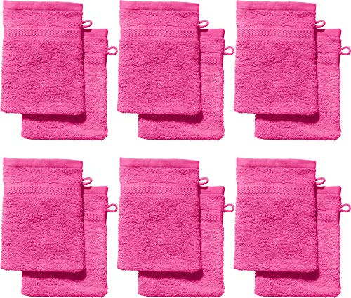 REDBEST Waschhandschuhe, Waschlappen 12er-Pack Chicago pink Größe 15x21 cm - saugstark, strapazierfähig, ideal für Reisen, Sport (weitere Farben)