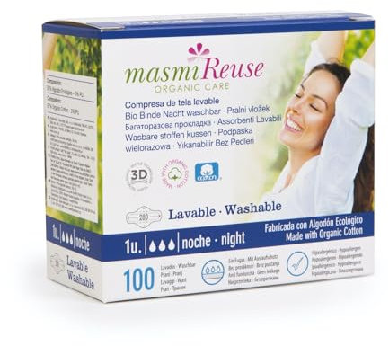 Masmi Compresa de Tela Lavable Noche con Alas