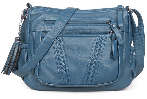 VOLGANIK ROCK Ladies Handbag Soft PU Leather Crossbody Bag for Women Lightweight Shoulder Bag Multi Pockets Crossbody Handbag for Women Ladies