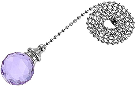 uxcell Chaîne de traction pour ventilateur de plafond, extension de 50,8 cm, finition nickel, pendentif boule de cristal violet de 30 mm