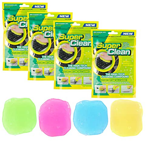 4 Stück Tastatur Reiniger Gel - Reinigungsgel für Auto Innenraum Reiniger, Keyboard Cleaner, Reinigungsschleim Universeller Staubreiniger für Auto, Laptops, Computers, Kameras, Drucker, 80g x 4 Farben