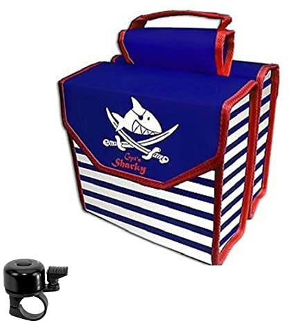 Gepäckträgertasche Capt`n Sharky Kinderfahrrad Doppeltasche Fahrradtasche Gepäckträger inkl. Fahrradglocke