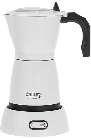 CAMRY Cafetera moka eléctrica ADLER Capacidad de 300 ml, carcasa de aluminio (Blanca)