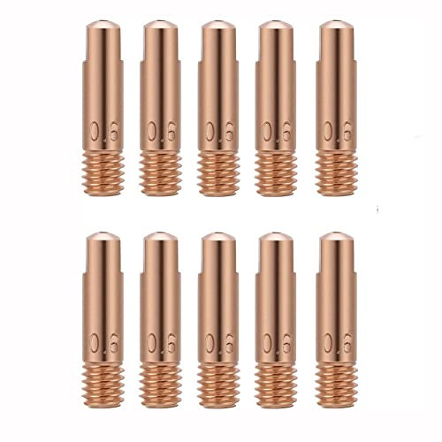Consumabili Mig 0,6 Mm 10 Pezzi Punta Guidafilo, Ugello Saldatrice Filo, Punta di Contatto in Rame Suggerimenti per I Contatti di Saldatura per Consumabili Torcia 15Ak Mig/Mag (0,6)