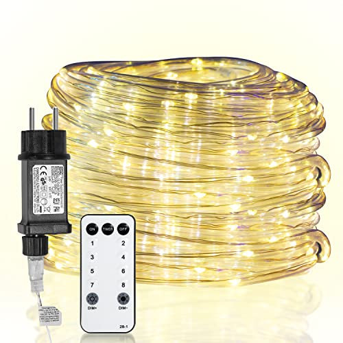 Sonnewelt Lichterschlauch Aussen 30M 300LEDs, Lichtschlauch Außen Innen 8 Modi Lichtschlauch für Weihnachten, Party. lichterschlauch mit Fernsteuerung. Wasserdicht Außenlichterkette-Warmweiß