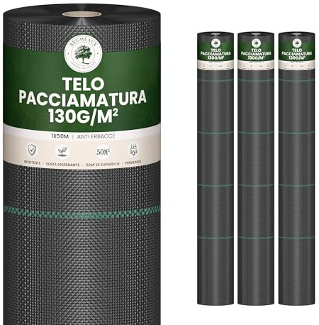 SKYLANTERN Telo Pacciamatura 150m² (3x50m) 130g/m² - Lotto 3 Rotoli - Telo Anti Erbacce per Terrazze, Vialetti - Geotessile Professionale Resistente UV, Nero