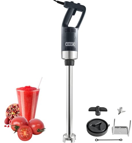 VEVOR Commercial Immersion Blender, 750W 20 Heavy Duty Hand Mixer, Variable Speed Kitchen Stick Mixer with 304 Stainless Steel Blade, Multi-Purpose Portable Mixer for Soup, Smoothie, Puree, Baby Food