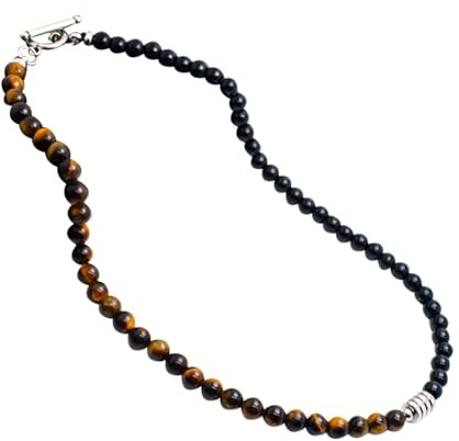 SHLWYG Gul Tigersten Pärlhalsband - Tigeröga Karta Sten, Kreativt Natursten Design, Färgglatt, Regolare, Huang Hushi