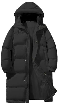 Generisch Abrigo de Invierno Largo Con Capucha para Hombre, Chaqueta Acolchada Larga, Anorak, Corte Holgado, Parka, Cortavientos, Híbrida, Suave