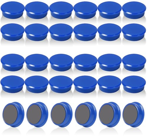 QOJOPU 30 Stück Starke Magnete für Magnettafel & Whiteboard – Runde Kühlschrankmagnete, Dekorative Mini Magnete Kleine, Magneten Starker Halt für Pinnwand Magnetwand Büro Schule, Tafelmagnete (Blau)