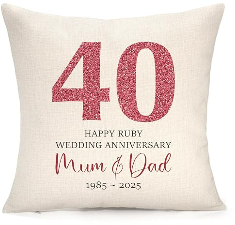Personalised Cushion Ruby Wedding Anniversary | 40 Years | Customised With Any Name | Present, Gift | Pillow/Cushion