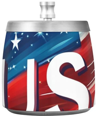 Posacenere per sigari con bandiera nazionale degli Stati Uniti con coperchio, per casa, ufficio, tavolo, esterno, inodore, antivento, per la decorazione di casa e ufficio