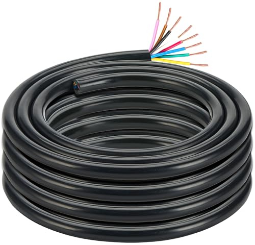 DARKGUARD Släpvagnskabel, 8 poler, fordonskabel bilkabel 12 V/24 V, 3 m bogserlina 8 kärnsläpvagnskabel, elkabel, kopparkärna för LED bakljus anslutning (7 x 0,5 mm² 1 x 1,0 mm²)