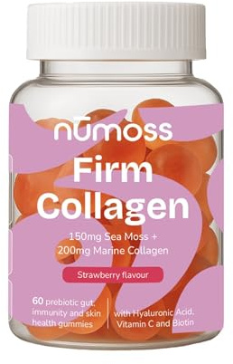 Collagen Gummies with Sea Moss by Numoss. Naticol® Marine Collagen Peptides 200mg, 150mg Sea Moss, Hyaluronic Acid, Vitamin C & Biotin Supports Hair, Skin, Nails, Gut Health &Immunity - 60 Gummies