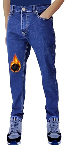 Jeans Invernali Uomo Termici Interno Pile Elasticizzati Mastino vestibilità Comoda Regular Fit (IT, Numero, 50, Regular, Regular, Denim Medio)