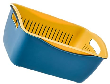 Cabilock Double-layer Draining Basket Kitchen Wash Basin Plastic Fruit Vegetable Colander Large Capacity Household Kitchen Accessory for Washing and Draining