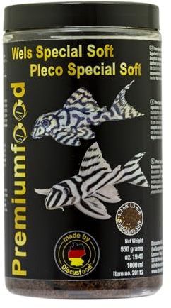Pienso para peces premium para acuario, 550 g, para crecimiento y esplendor de colores, granulado suave Pleco especial, granulado suave muy bien tolerado, alimento completo para bagres (para casi