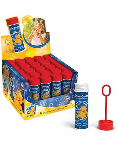 PUSTEFIX Original 70ml I 24er Display I Bunte Bubbles Made in Germany I Seifenblasen für Kindergeburtstag, Gartenparty, Hochzeit & Polterabend I 24 x 70 ml Vorteilspack