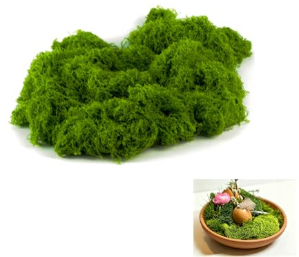 JinZeYou 100 g mossdekoration, konstmossa för dekoration, konstgjord mossa, konstgräs mossa för ridning, konstmossa för pyssel för miniatyr dekoration bröllop gör-det-själv modellbygge vårdekoration