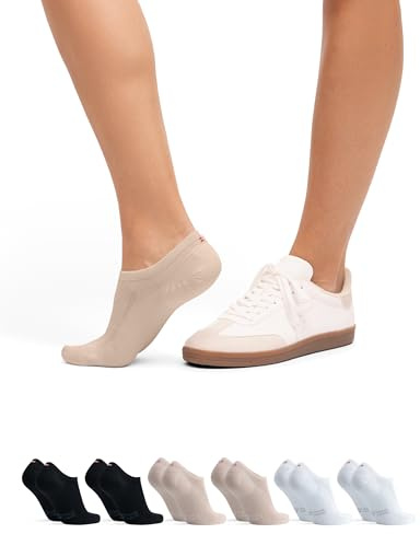 DANISH ENDURANCE 6 Paar Bio-Baumwolle Füßlinge, Unsichtbare Sommer Sneaker-Socken, Damen & Herren, Mehrfarbig (2x Beige, 2x Schwarz, 2x Weiß), 39-42