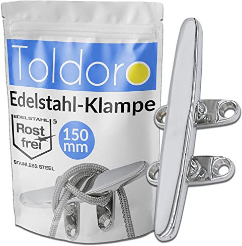 Toldoro® Taquet 150mm en Acier Inoxydable V4A, 4 Trous/Taquet d'amarrage, Taquet de Bateau avec Surface électropolie/Amarrage pour voiles d'ombrage ou comme Accessoire de Bateau