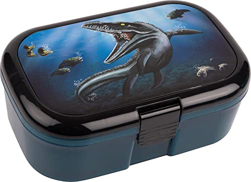 Mauder Lunchbox * DINOSAURIER * für Kinder | 10684 | Perfekt für Plesiosaurier Fans | Vesperdose Brotdose Brotzeit Schule Grundschule Dino Dinose, Schwarz