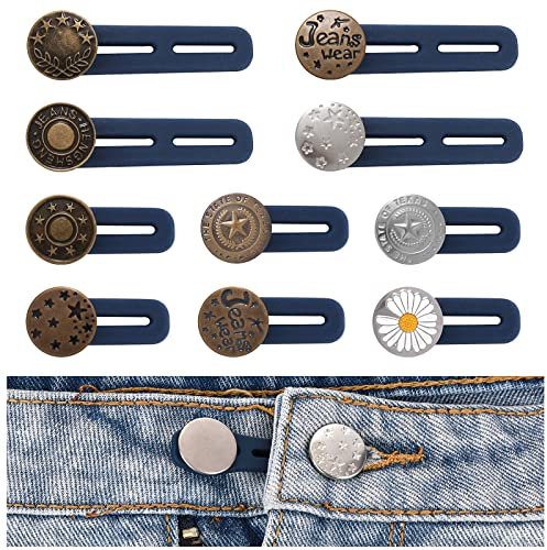 10 Stück Hosenbunderweiterung Knopf, Hosen Expander Button, Taille Extender Knopf, Metall Hosenknopf Verlängerung Buttons für Jeans Hosen, Hosenerweiterung Schwangerschaft