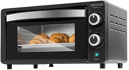 Cecotec Horno de sobremesa Bake&Toast 1090 Black, 10 L, 1000 W, Temporizador 60min, Temperatura regulable hasta 230ºC, bandeja para hornear, parrilla y una asa con pinzas