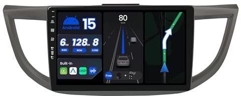 BXLIYER - [8-Core, 6G+128G] - Android 15 IPS Autoradio Pour Honda CRV (2012-2016) - Sans fil Carplay + Android Auto - LED Caméra + MIC - 2 Din 10.1 Pouce - DSP Dab Volant WLAN 360-Caméra Fast-boot AHD