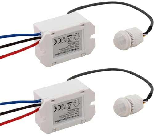 Greluma 2 Pièces Commutateur de capteur Infrarouge, Mini détecteur de Mouvement Infrarouge pour Installation intérieure, détecteur de Mouvement intégré 220 V, Plage de détection 8 m à 360°