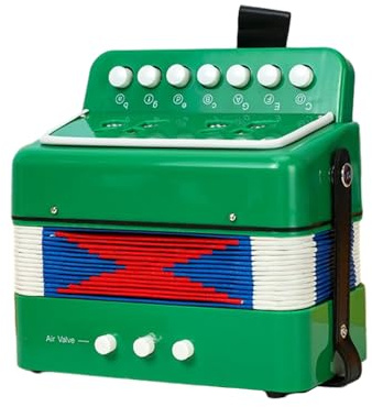 Btuty 7-key 2-bass Accordion ABS Material Musical Instrument for Beginners Lightweight Button Accordion Hand-eye Coordination Stage Performance (Green)