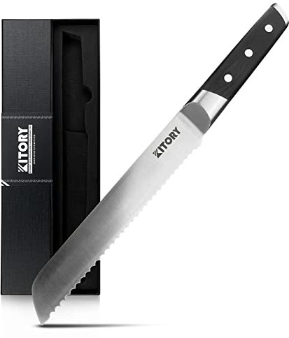 Kitory Brotmesser mit Wellenschliff 21cm, Deutschem hochwertigem Edelstahl Bread Knife mit ergonomischem Griff, Scharfe Messerklinge
