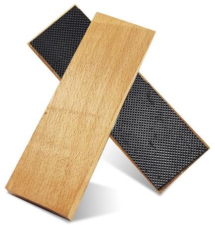 2 Pack Wooden Door Stop - Non-Slip Door Stoppers for Floor - Door Wedges for All Door Types and Surfaces - Each Door Stopper 0.6inch Thick, 4.7inch Long with Rubber