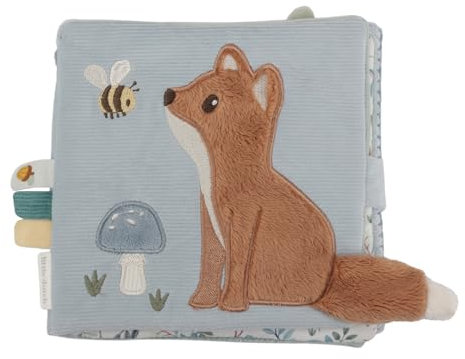 Little Dutch Fühlbuch Stoffbuch Babybuch aus weichem Stoff Aktivität, Entdecken und Knistern Fuchs blau - Forest Friends