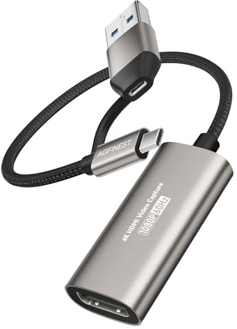 4K HDMI-capture kort, USB 3.0 Video Capture kort HDMI till USB-A/C 1080P 60FPS, videoinspelningskort för Game Live streaming/spel/möte, kompatibel för Windows/Mac OS Switch PS4/5 Xbox