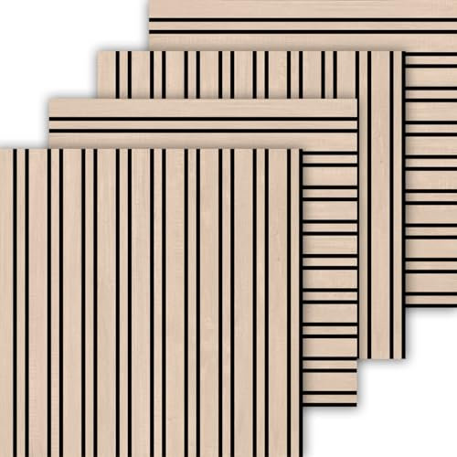 dedeco Akustikpaneel Dual 4er-Set - Farbe Oak | Schallabsorption, Lärmschutz, Wandverkleidung & Deckenpaneel | Holzoptik, Schalldämmung, Akustikverbesserung | Dekoratives Design, Raumakustik