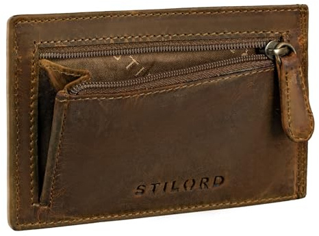 STILORD Trevor Kredit-Kartenetui Leder RFID Herren Damen Mini-Börse Portemonnaie klein EC Kartenetui Slim Wallet Geldbörse Brieftasche Voll-Leder in Geschenkbox Farbe:Soria - braun