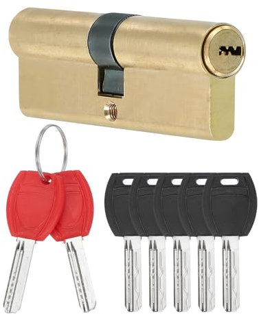 PATIKIL European Double Lock Cylinder, 90mm(40/10/40) Door Cylinder Lock with 7 Keys Solid Brass Lock Cylinder for Anti-Theft Wooden Aluminum Door