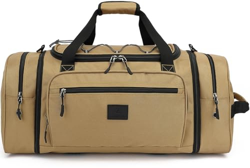Laripwit Expanderbar Resväska för Män 45-50L Medium Resväska Unisex Gymsportväska med Axelrem | Flera Fickor för Weekendbagage, Brun