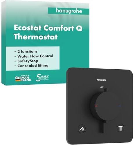 hansgrohe 33713670 Ecostat Comfort Q Thermostat Unterputz für 2 Verbraucher, Noir Mat