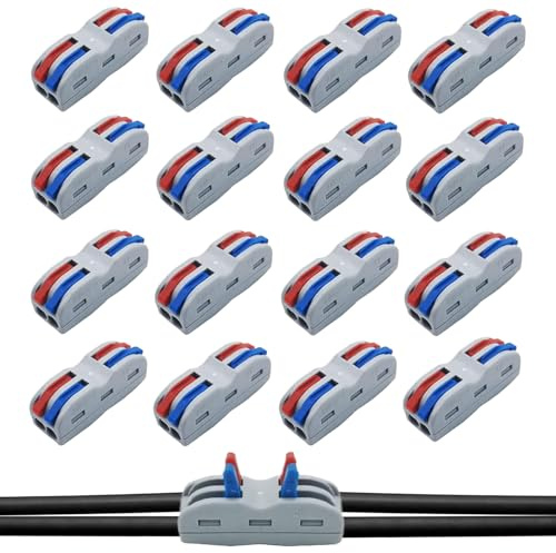 16 Pièces 2 Entrées Connecteur Électriques Rapide De Fil, Bornes De Connexion,2 Entrées,Domino Electrique,Connecteur Electrique,1-Fil 2-Entrées Pour Circuit En Ligne 28-12 Awg, Pa/Pc Ignifuge