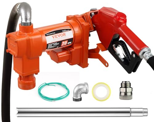 VEVOR Kraftstoffpumpe, 12 V DC, 20 GPM, 1/4 PS, Dieselpumpe mit automatischer Düse, Auslassschlauch und Saugrohr für Benzin, Diesel, Kerosin, Ethanol- und Methanolmischungen und Biodiesel