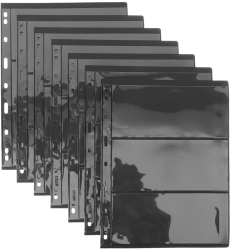 10-Sheet Loose-Leaf Stamp Collection Book PVC Double-Sided Holders, Black Background Stamp Storage Album for Collectors, Expanding Card and Postcard Holder