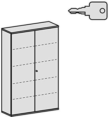 Flügeltürenschrank, 4 Dekor-Einlegeböden, abschließbar, 1200x425x1920, Nussbaum/Weiß