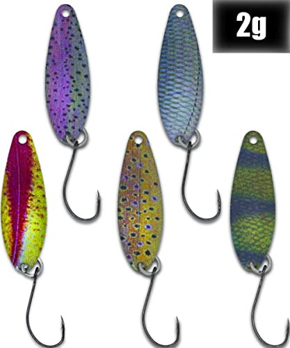 Paradox Fishing Forellen Spoon Sets Spoons 2,0g mit Snaps I Forellenköder Set zum Forellen Angeln Forellen Blinker Spoon Forellen Köder Forellen Set Spoon Forelle - Spoons Forelle (2,0g)