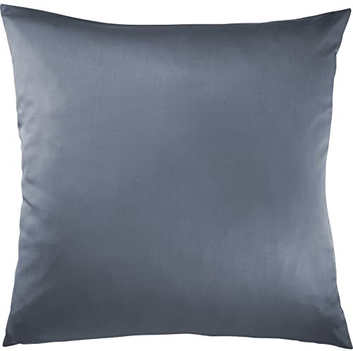 Pure Label Mako Satin Kopfkissenbezug 80x80 cm aus 100% Baumwolle in dunkelblau - Traumhaft weicher Kissenbezug passend zu unseren Bettwäsche Sets