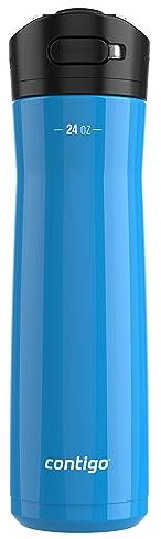Contigo Ashland 2.0 Leak-Proof Water Bottle with Lid Lock and Angled Straw, Dishwasher Safe, Interchangeable Lid, 24oz, Blue Poppy